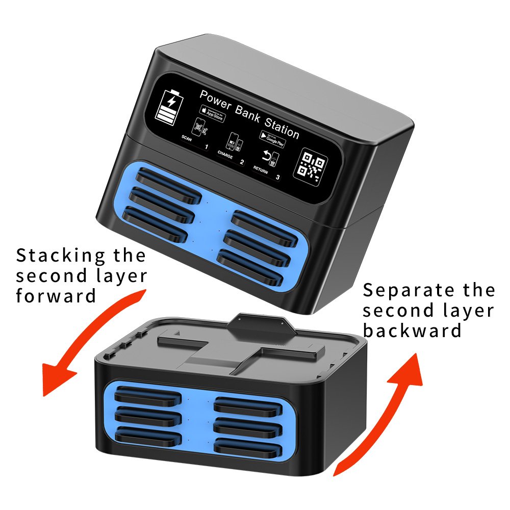 OEM ODM stacking powerbanks vending machine restaurant family party sharing power bank station 24 12 6 slots rental power bank