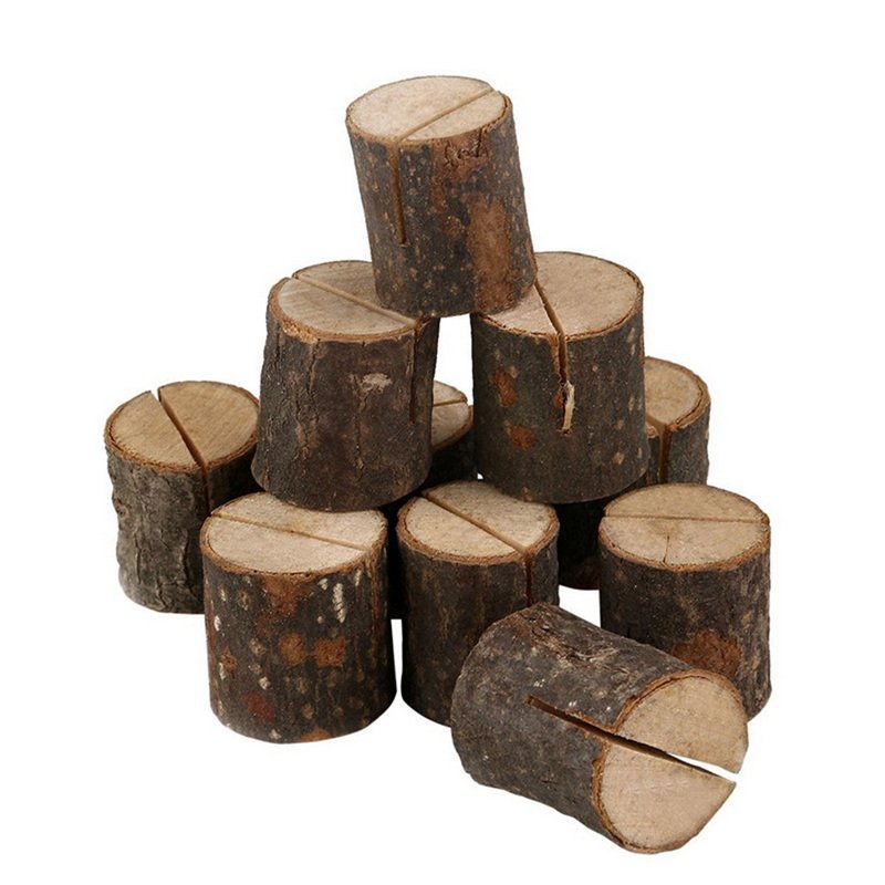 Natural Premium Rustic Table Number Holder Photo Holder Wood Place Card Holder for Wedding Party Table Name and More