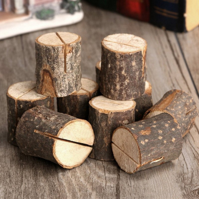 Natural Premium Rustic Table Number Holder Photo Holder Wood Place Card Holder for Wedding Party Table Name and More