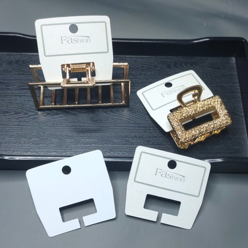 MIO Wholesale Blank White Hair Claw Clips Jewelry PVC Paper Display Cards Custom Logo Hair Accessories Small Hair Clip Holder