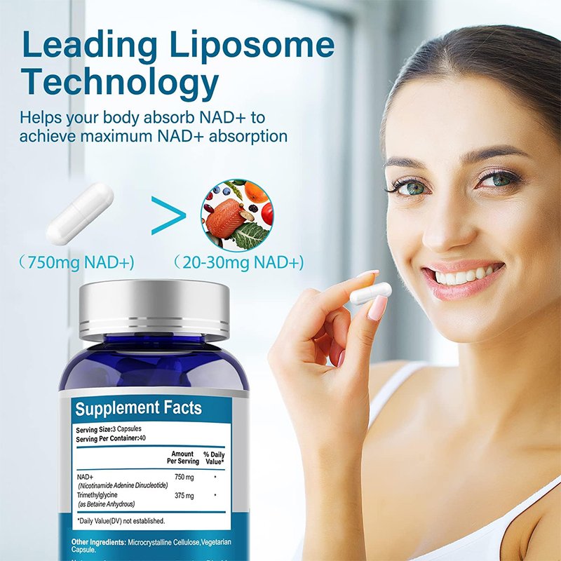 NAD Supplement, With TMG 250 mg, Promotes Anti-Aging, Energy and Brain Function 120 Capsules