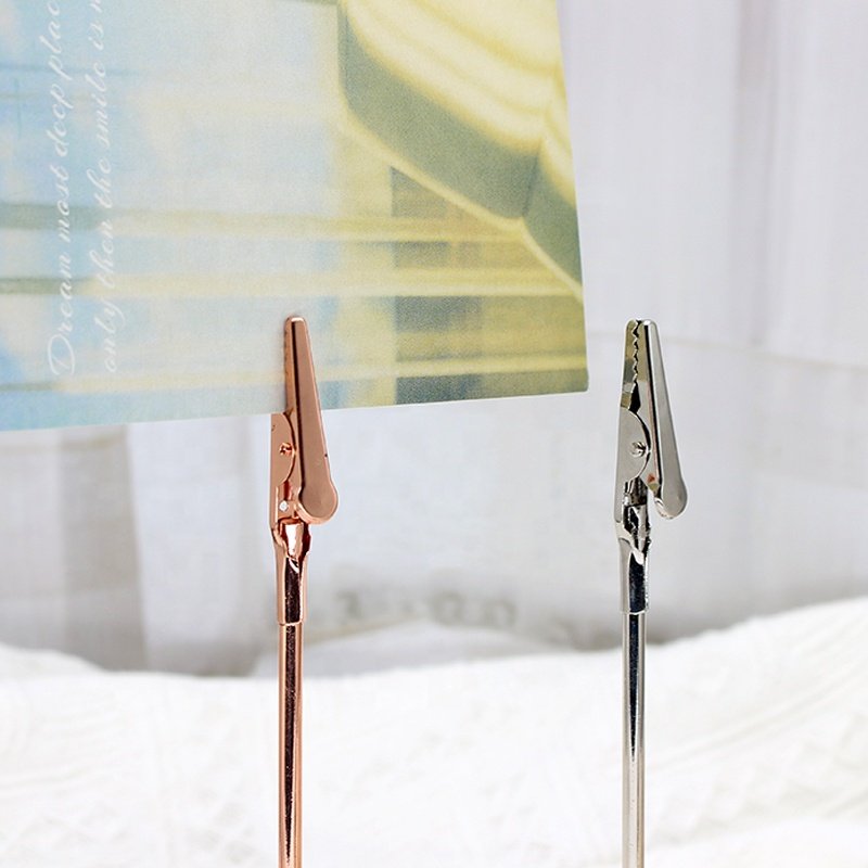 Custom logo Stainless Steel Gold Restaurant Place Card Holder Metal Table Number Holder