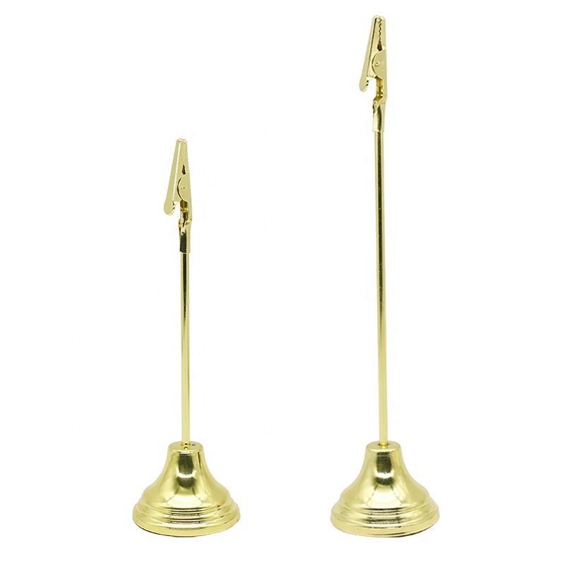 Custom logo Stainless Steel Gold Restaurant Place Card Holder Metal Table Number Holder