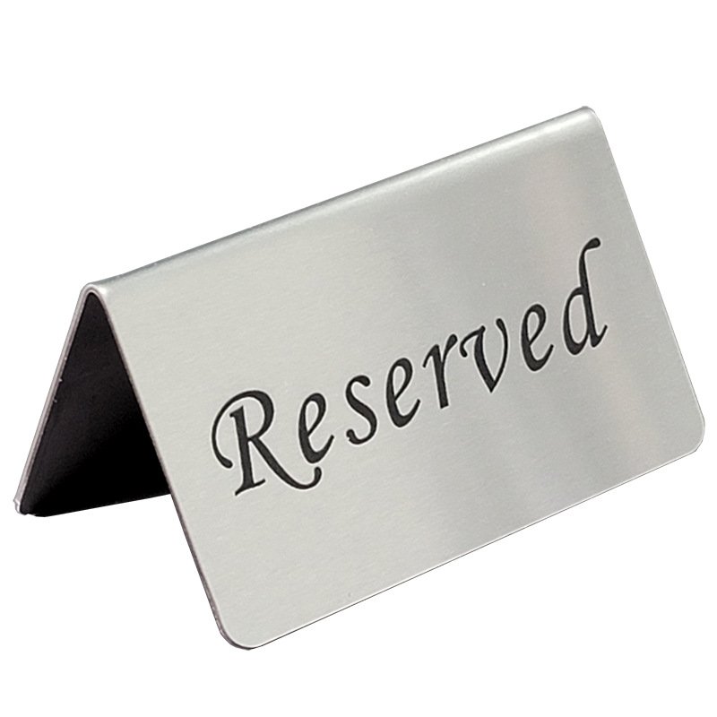 Cafes Hotels Restaurants Bar Double Sided Stainless Steel Table Sign Card Holder Tabletop Reserved Signs Reservation Card