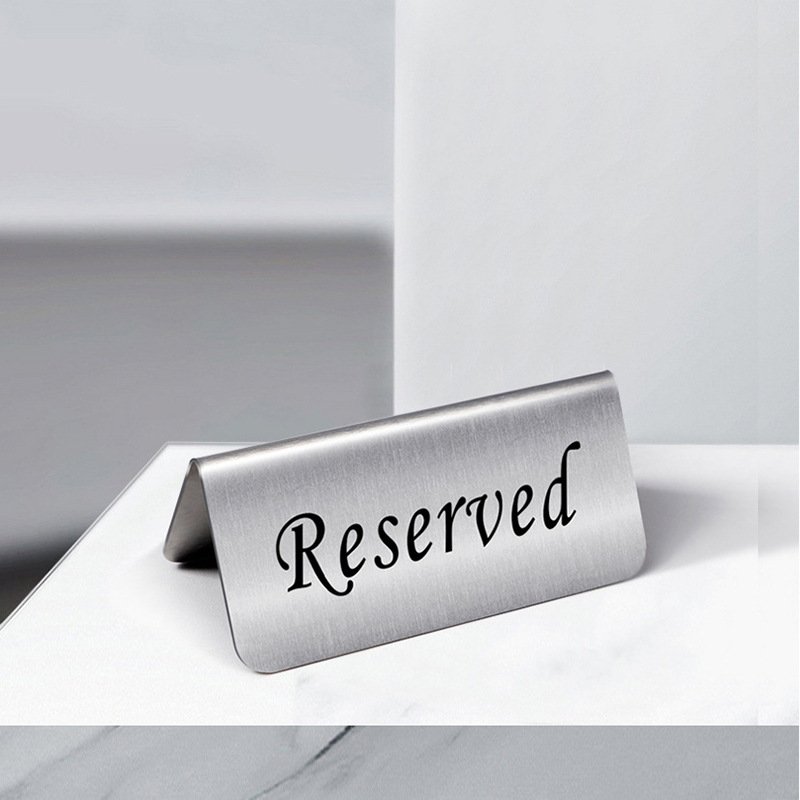 Cafes Hotels Restaurants Bar Double Sided Stainless Steel Table Sign Card Holder Tabletop Reserved Signs Reservation Card