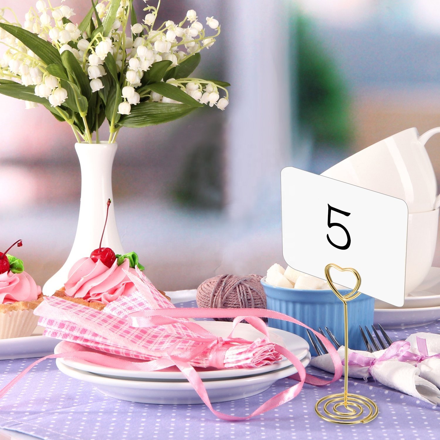 Custom Pattern Table Number Card Holders Gold Heart Shape Business Card Holder Stand Note Memo Clip