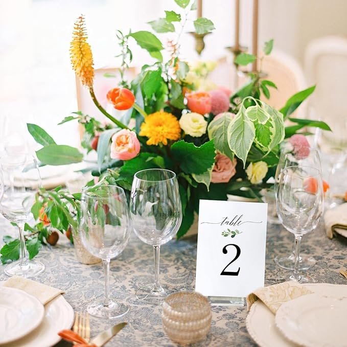 10-Piece Set Clear Acrylic Place Card Holders Wedding Sign Display Table Numbers and Office Menu for Meetings and Photos