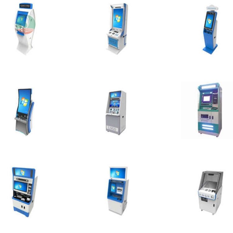 Financial bank hall clients queue kiosk identity card information business affairs self-service terminal