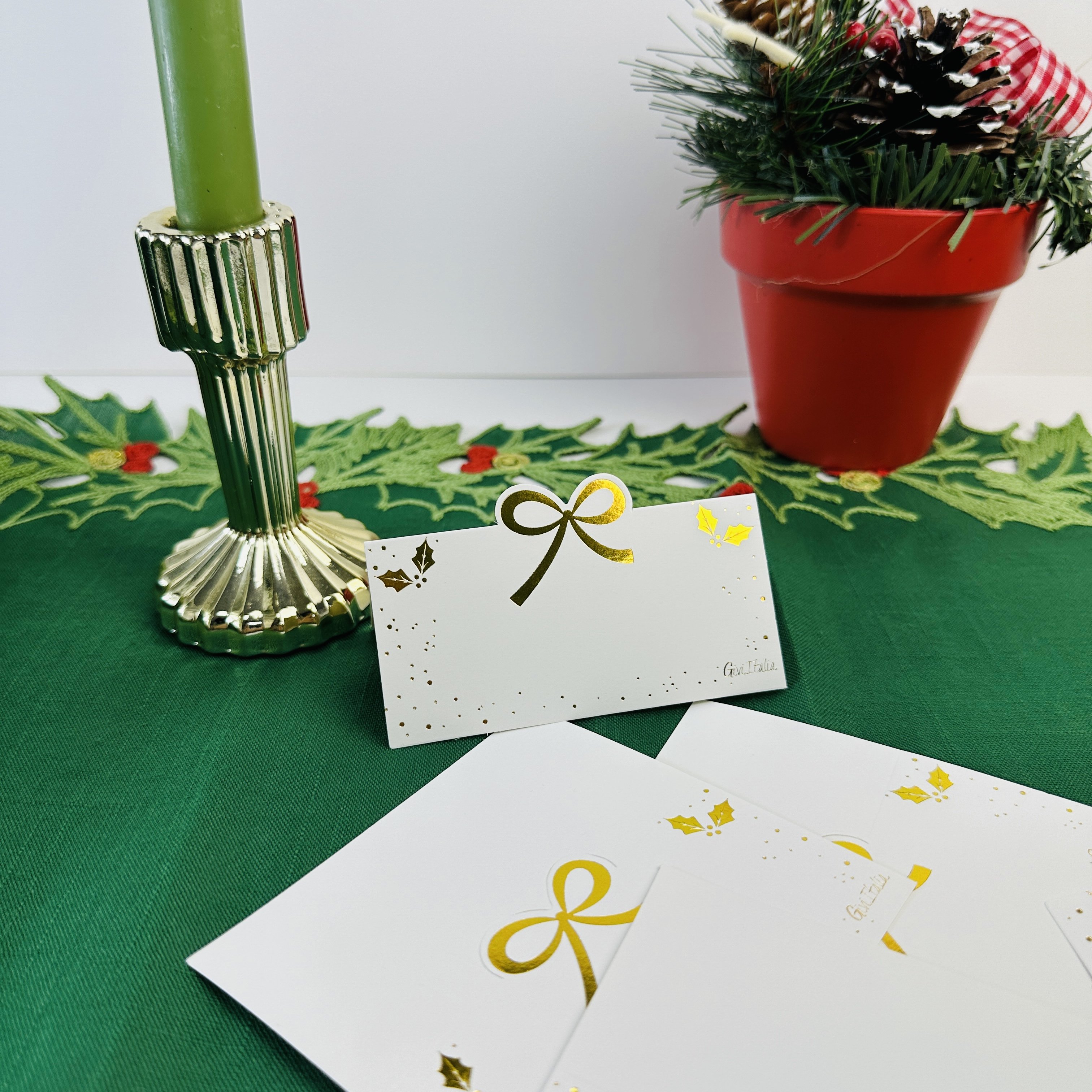 Classic Design 8 pcs Gold Knot Paper Place Cards Table Setting Folded Tent Cards for Wedding Baby Shower Christmas Party Decor