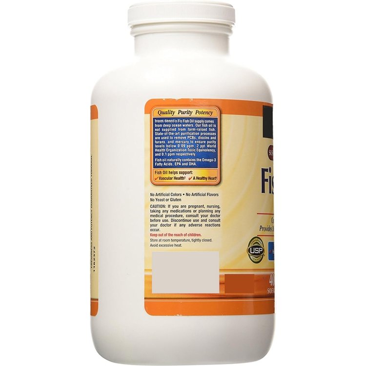 Omega-3 High-Potency Omega-3 Fish Oil Supplement with EPA & DHA Promotes Brain & Heart Health