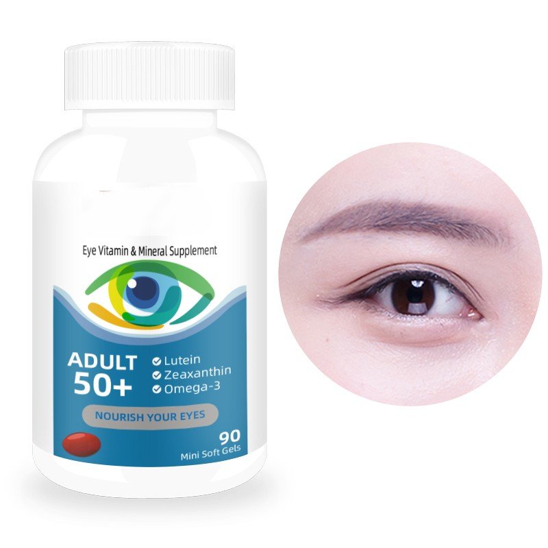 Private Label Eye Vitamin Mineral Supplement for Adult 50+ Vitamin Mineral Supplement Lutein Zeaxanthin and Omega-3 90 Softgels