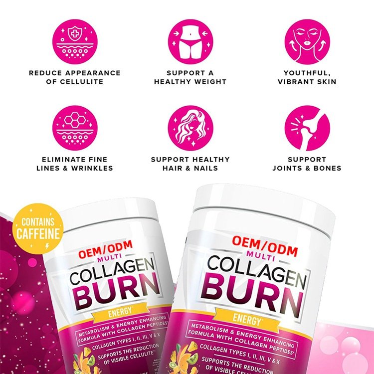 Types I II III V and X Collagen Multi Collagen Burn Multi-Type Hydrolyzed Protein Peptides with Hyaluronic Acid