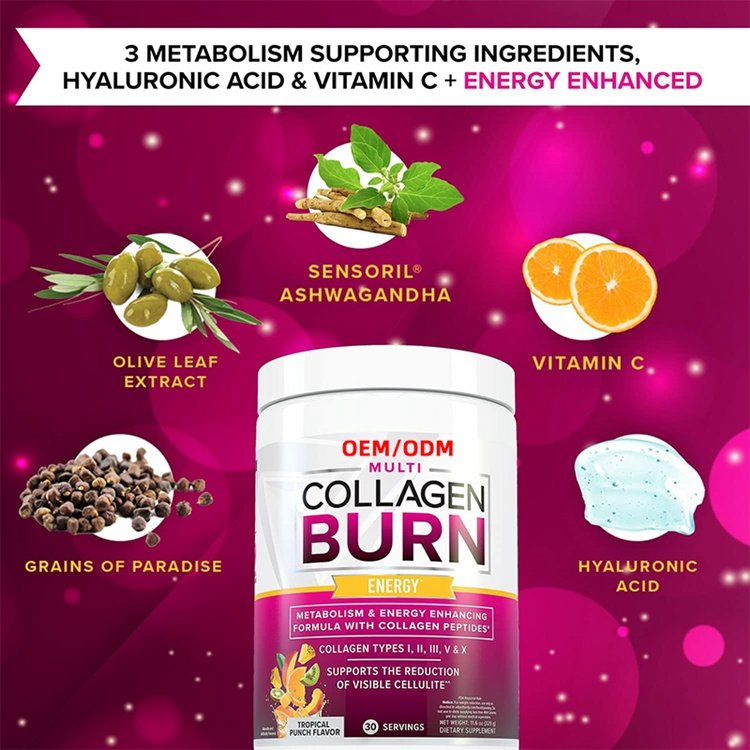 Types I II III V and X Collagen Multi Collagen Burn Multi-Type Hydrolyzed Protein Peptides with Hyaluronic Acid