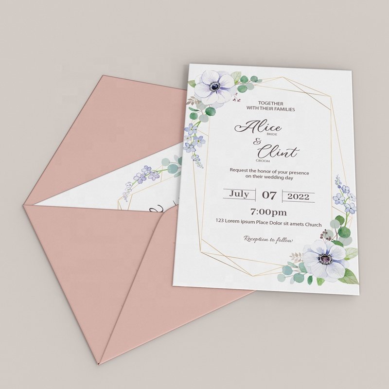 Cheap Thank You Wedding Card Printing Christian Paper Wedding Invitation Card Luxury Customization Place Card