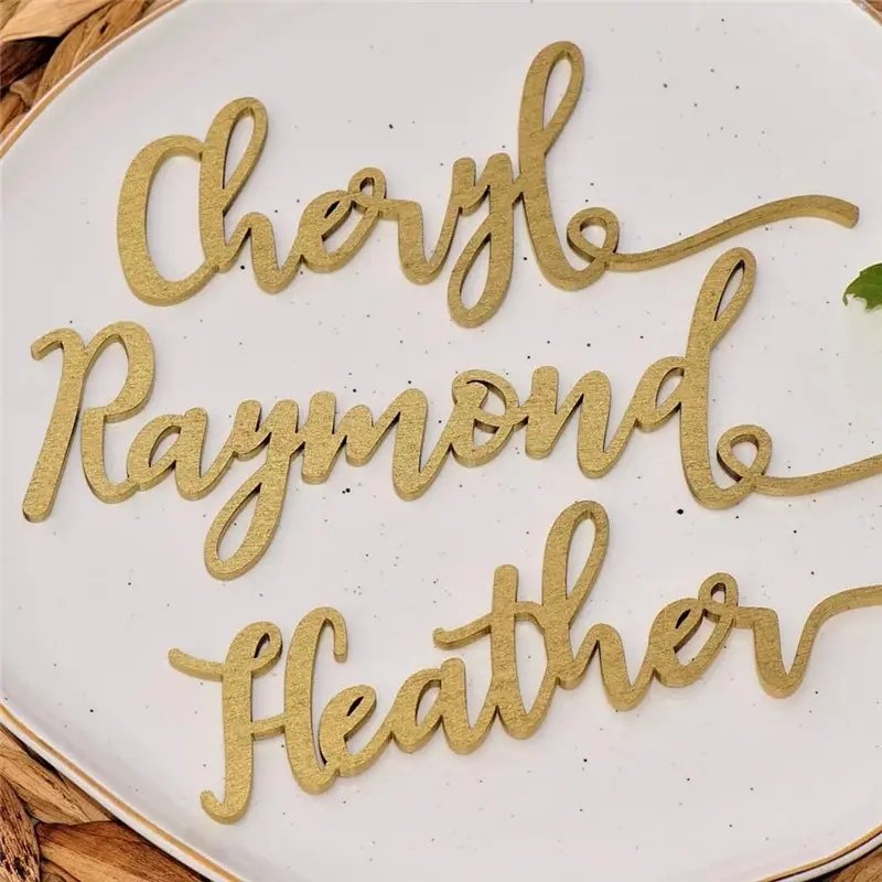 Customized Table Name Wedding Place Card Name Tag Laser Cut Acrylic Mirror Gold Place Cards Wedding Name Place Cards