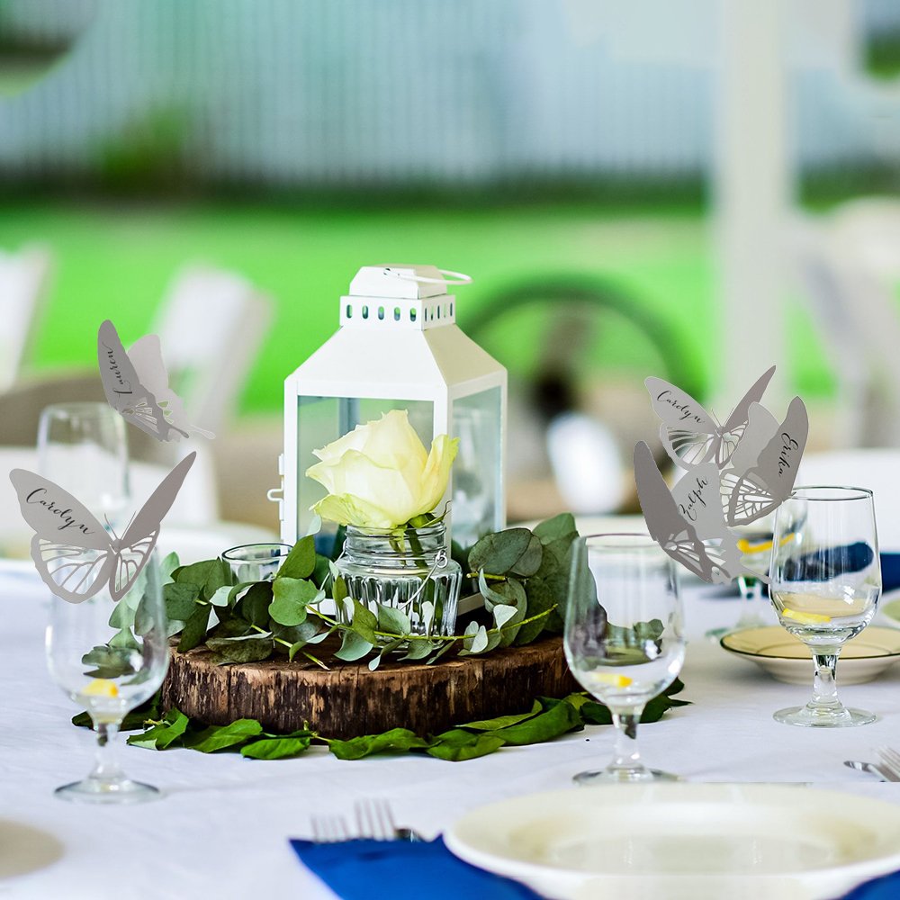 Novelty Hollow Design Wine Glass Decoration For Valentine'S Day Drink Glass Identifiers 3D Butterfly Wine Cup Place Cards