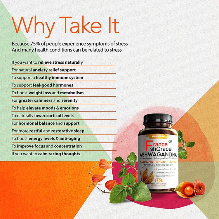 All-natura dietary supplement made with organic ashwagandha black pepper 120 vegetarian capsules