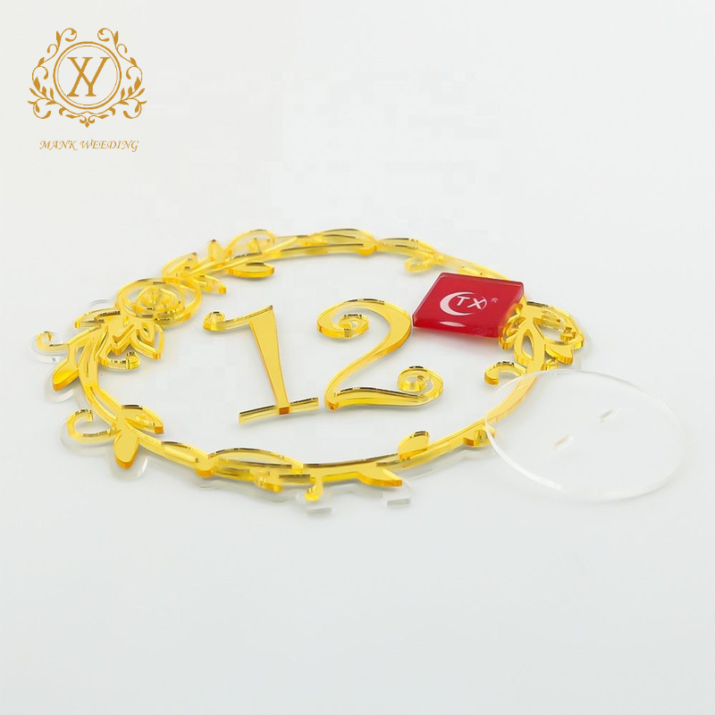 Transparent Wedding Seating Place Cards Gold Flower Guest Banquet Table Card Romantic Acrylic Digital Table Number