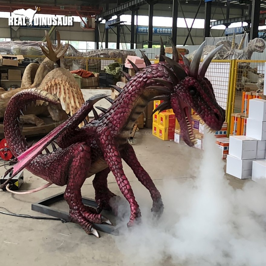 Hot Sale Dragon Statue Attraction Animatronic Dragon with Smoke