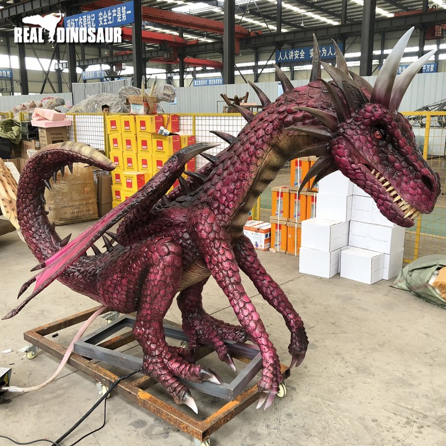 Hot Sale Dragon Statue Attraction Animatronic Dragon with Smoke