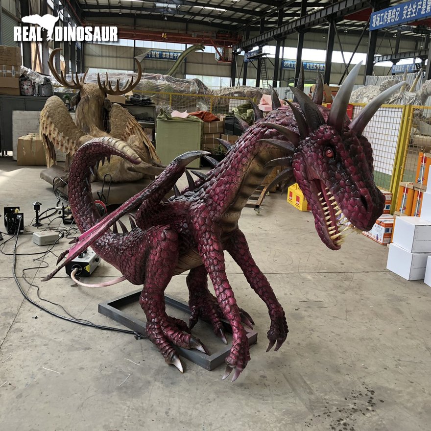 Hot Sale Dragon Statue Attraction Animatronic Dragon with Smoke