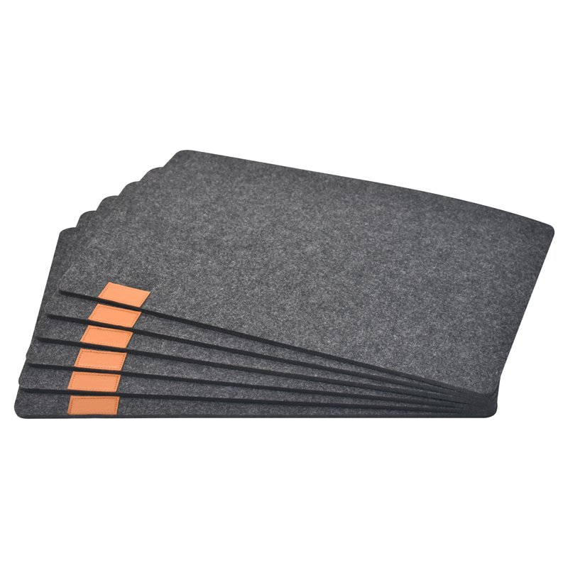 Set of 6 Washable Heat-Resistant Felt Placemats Easy to Clean for Dining Table Place Mats and Coasters