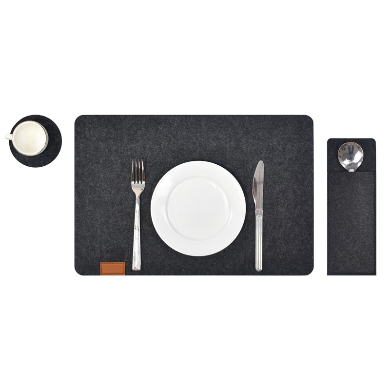 Set of 6 Washable Heat-Resistant Felt Placemats Easy to Clean for Dining Table Place Mats and Coasters
