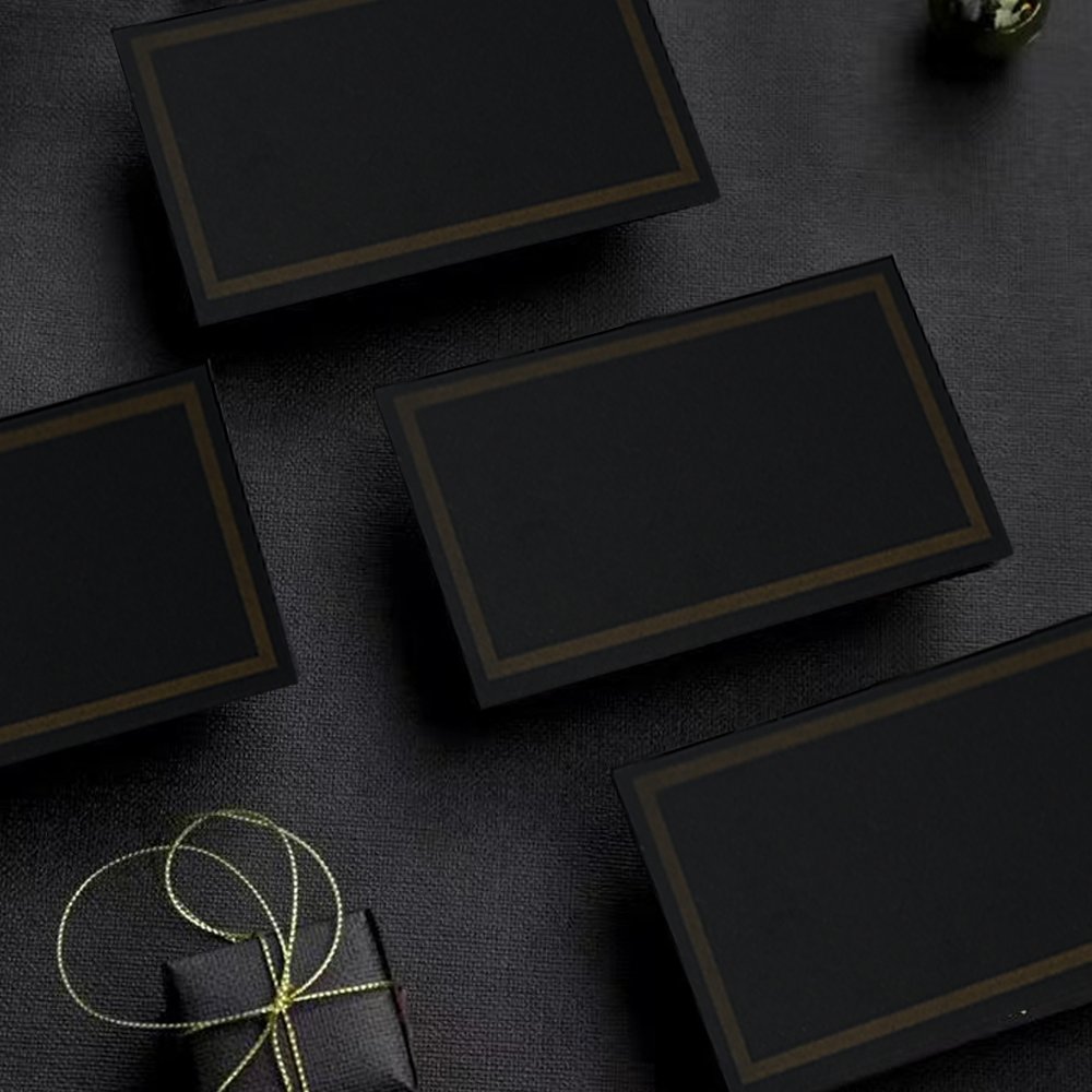 Customizable Decoration Birthday Party Black Gold Foil Border Name Place Cards Wedding Seating Number Card Table