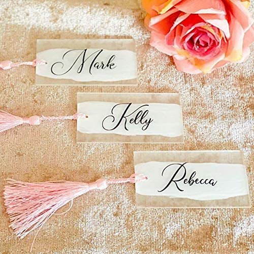 Clear Acrylic Place Cards for Weddings Blank Rectangle Acrylic Name Cards with Hole
