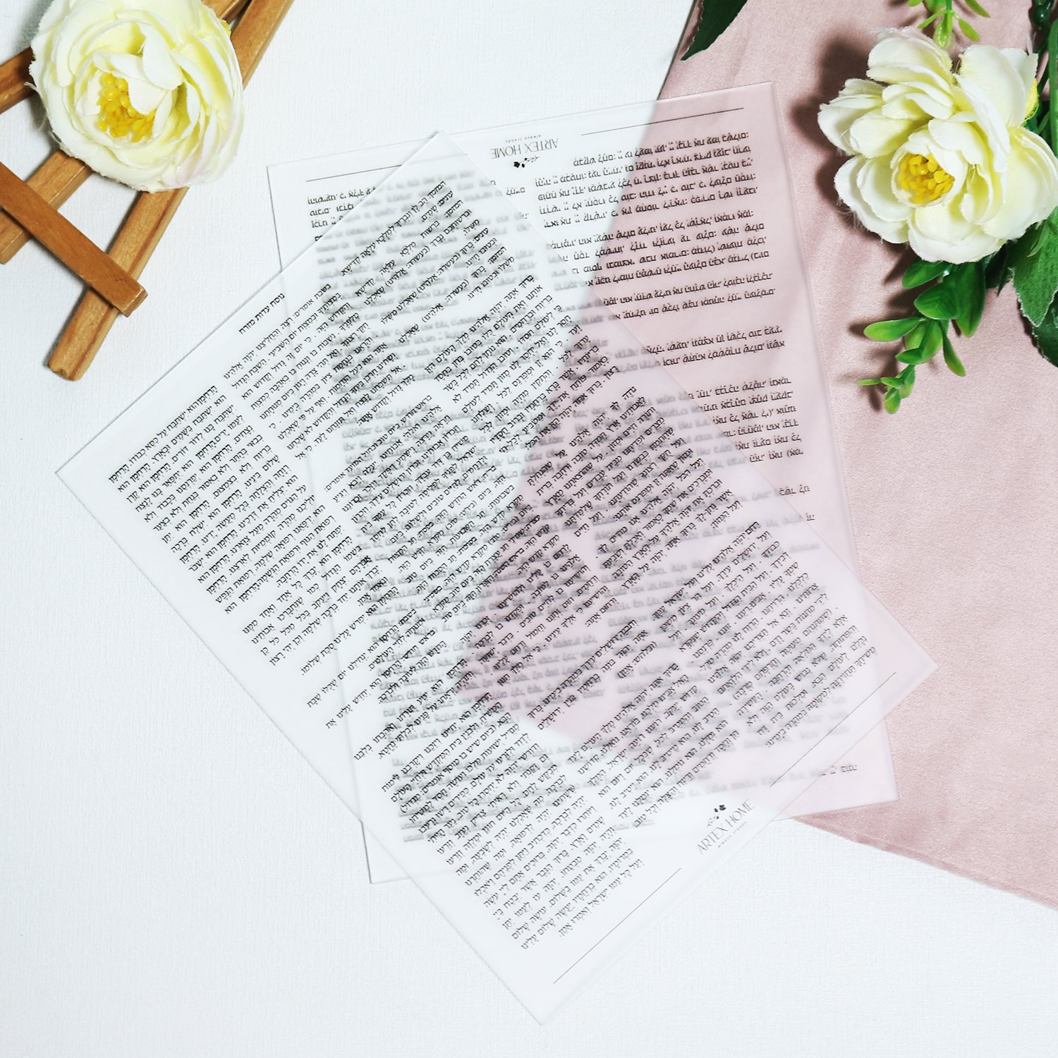 Custom Transparent Acrylic Prayer Card Jewish Morning Blessings Poster Hebrew Acrylic Wedding Invitation