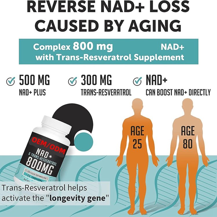 60 Softgels Liposomal NAD+ 800 mg with Trans Resveratrol 300 mg Max Absorption Boosting Supplement for Healthy Aging