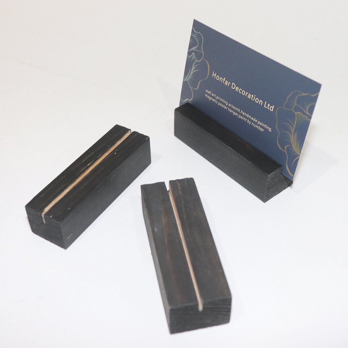 Black Wood Placecard Holders Wooden Table Number Stand Party Tabletop Sign for Photos Pictures Postcard