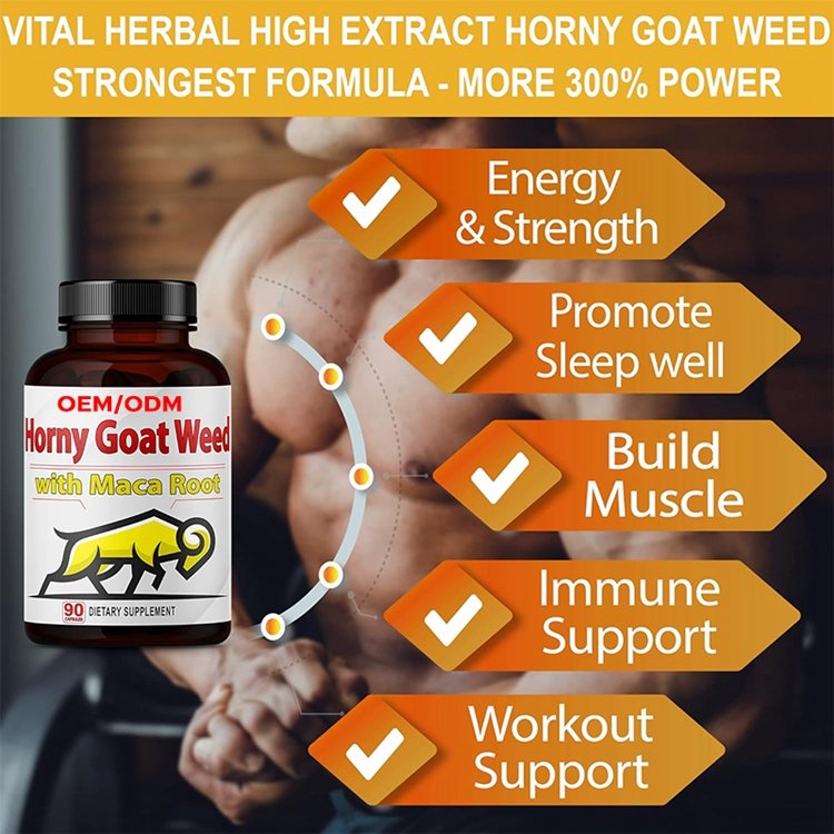 Horny Goat Weed Capsules with Maca Root Tribulus Ashwagandha Tongkat Ali Panax Ginseng for Boost Energy