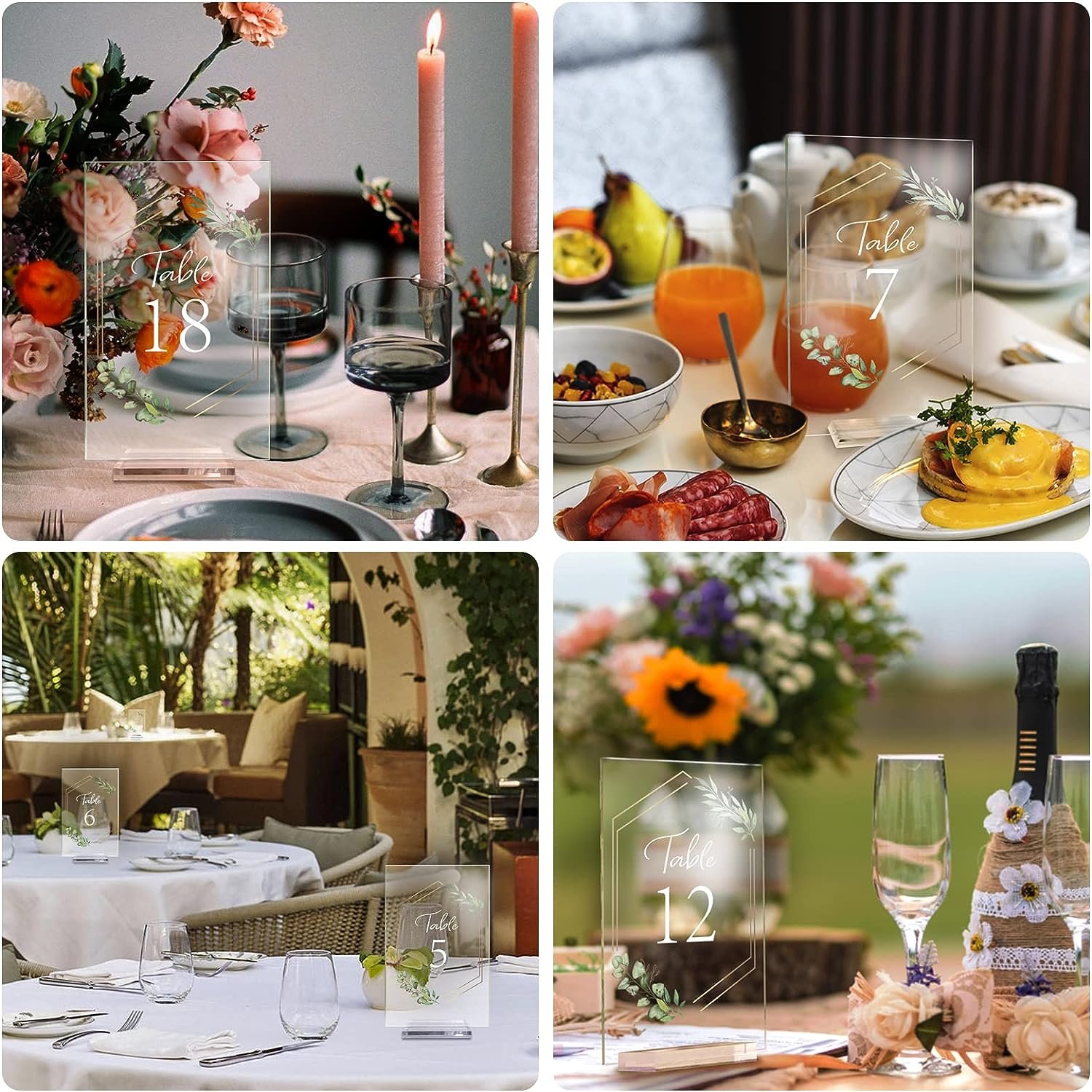 Acrylic Wedding Centerpiece Rectangle Decorations Clear Acrylic Table Sign Place Cards Holders Acrylic Wedding Table Number