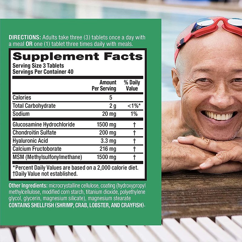 180 TABLETS DIETARY SUPPLEMENT GLUCOSAMINE CHONDROITIN TURMERIC & MSM