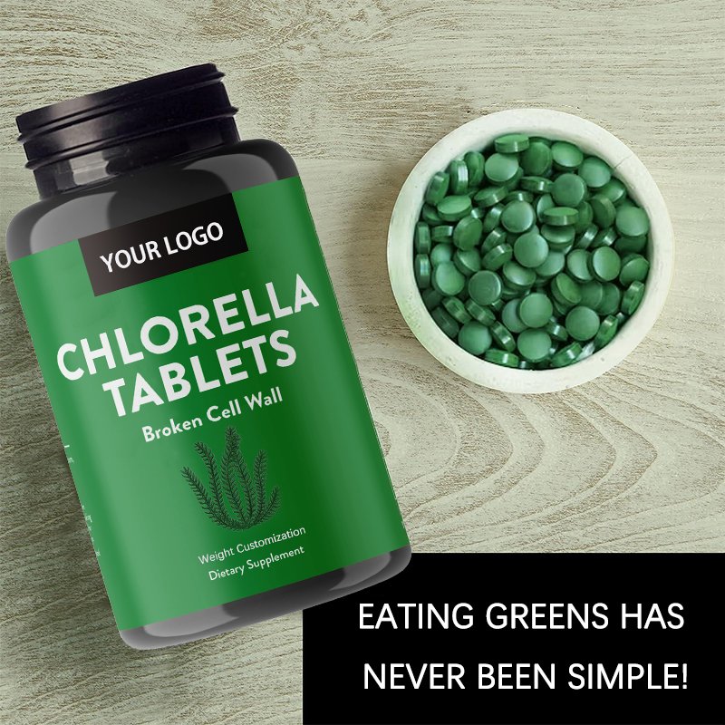 Hot Sell OEM HACCP Natrual Raw Organic Chlorella Powder And Spirulina Cracked Cell Wall Blend Tablets 300Mg 500 Mg 1000Mg