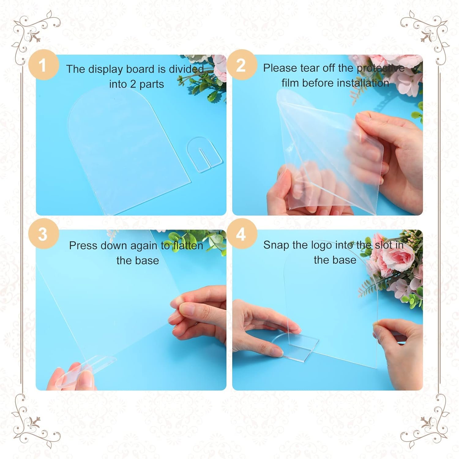 25 Sets Clear Arch Acrylic Sign with Stand 4x6 inch Blank Arched Round Top Acrylic Sheet DIY Acrylic Arch Table Numbers