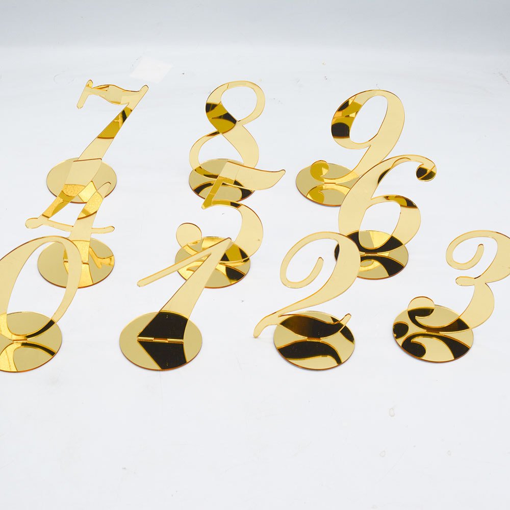 Custom Gold Mirror Acrylic Table Numbers for Weddings and Parties Floral Wedding Decorations with Personalized Place Cards