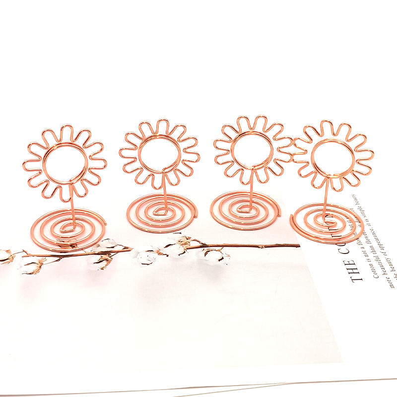 Sunflower Shape Metal Wire Table Place Card Holder Photo Picture Clip Memo Holders for Wedding Party Stationery Decor