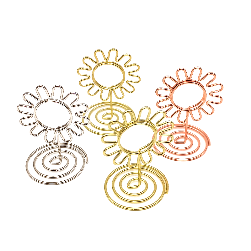 Sunflower Shape Metal Wire Table Place Card Holder Photo Picture Clip Memo Holders for Wedding Party Stationery Decor
