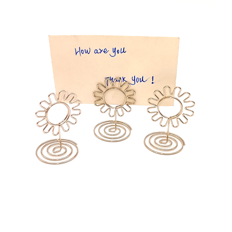Sunflower Shape Metal Wire Table Place Card Holder Photo Picture Clip Memo Holders for Wedding Party Stationery Decor
