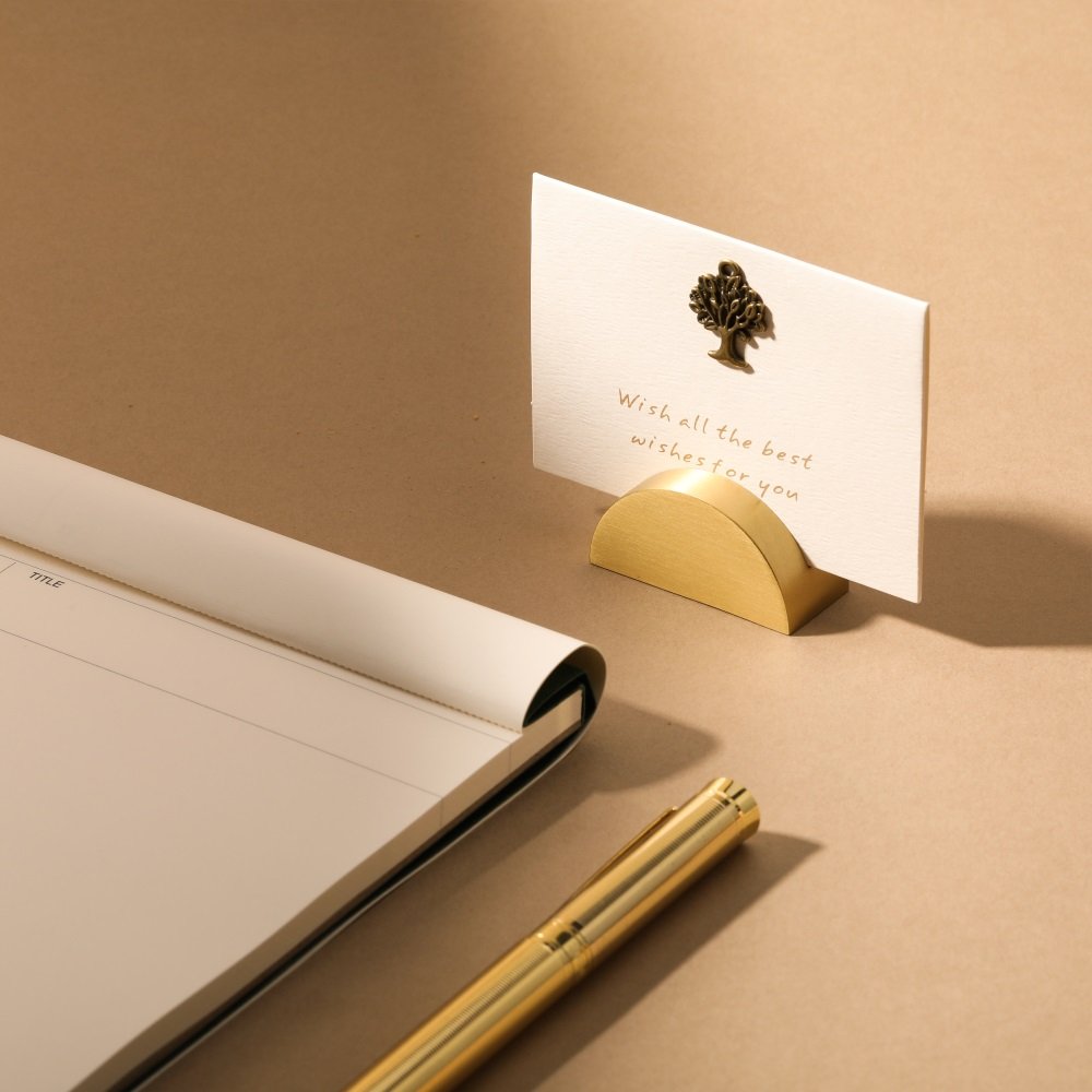 MAXERY Solid Brass Table Number Stand Luxury Business Card Holder Place Card Holder for Hotels, Restaurants, Cafes
