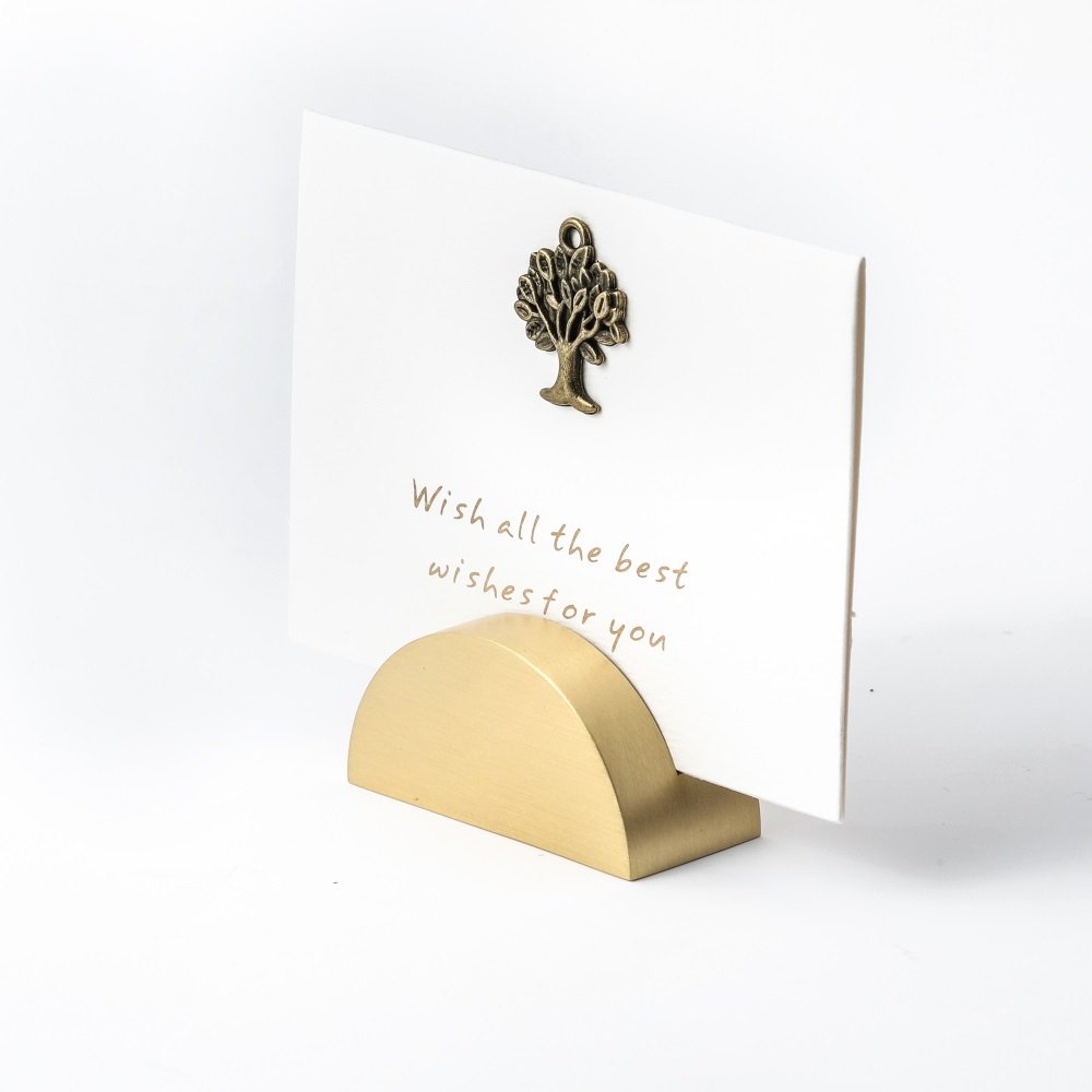 MAXERY Solid Brass Table Number Stand Luxury Business Card Holder Place Card Holder for Hotels, Restaurants, Cafes