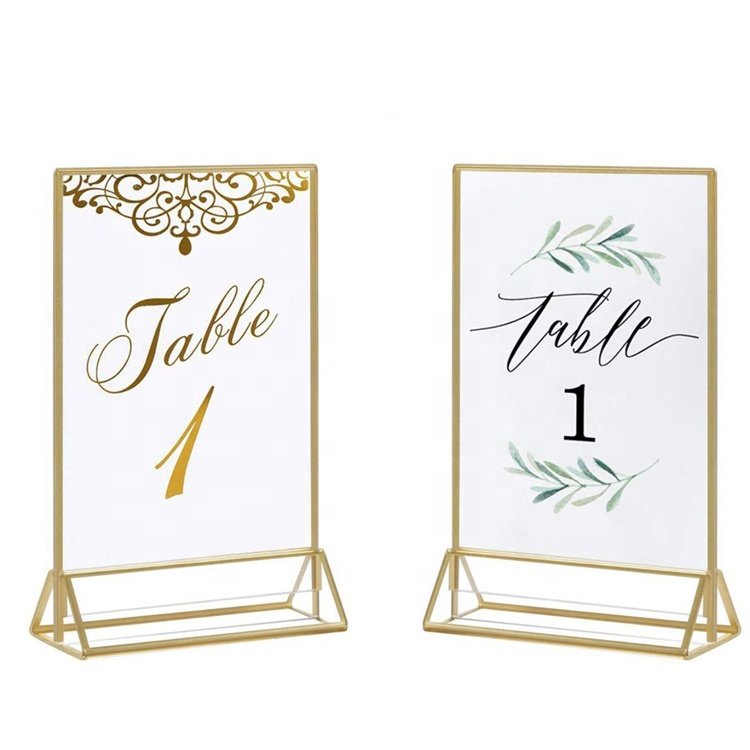 Best Selling Gold Wedding Table Number Holder for Restaurants High Quality Glass Metal for Home Party Use Comes in Box Packaging