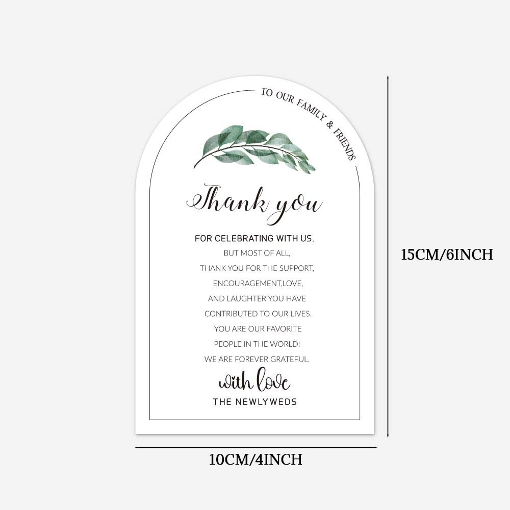 Joyen Elegant Thank You Cards 50 pieces/pack Green Leaf Wedding Dinner Printing Thank you card for Wedding Table Decoration