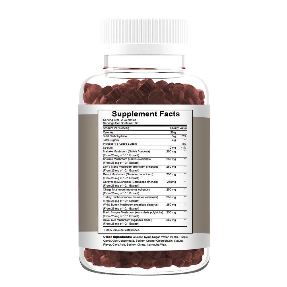 OEM Private Label 10 in 1 mushroom gummies 10-in-1 mushroom complex blend gummies For Adults