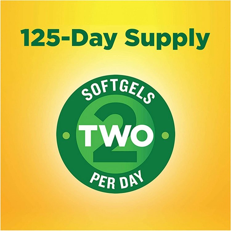 250 Softgels Omega-3 Fish Oil Dietary Supplemeat Purified To Remove Mercury Helps Support A Healthy Heart