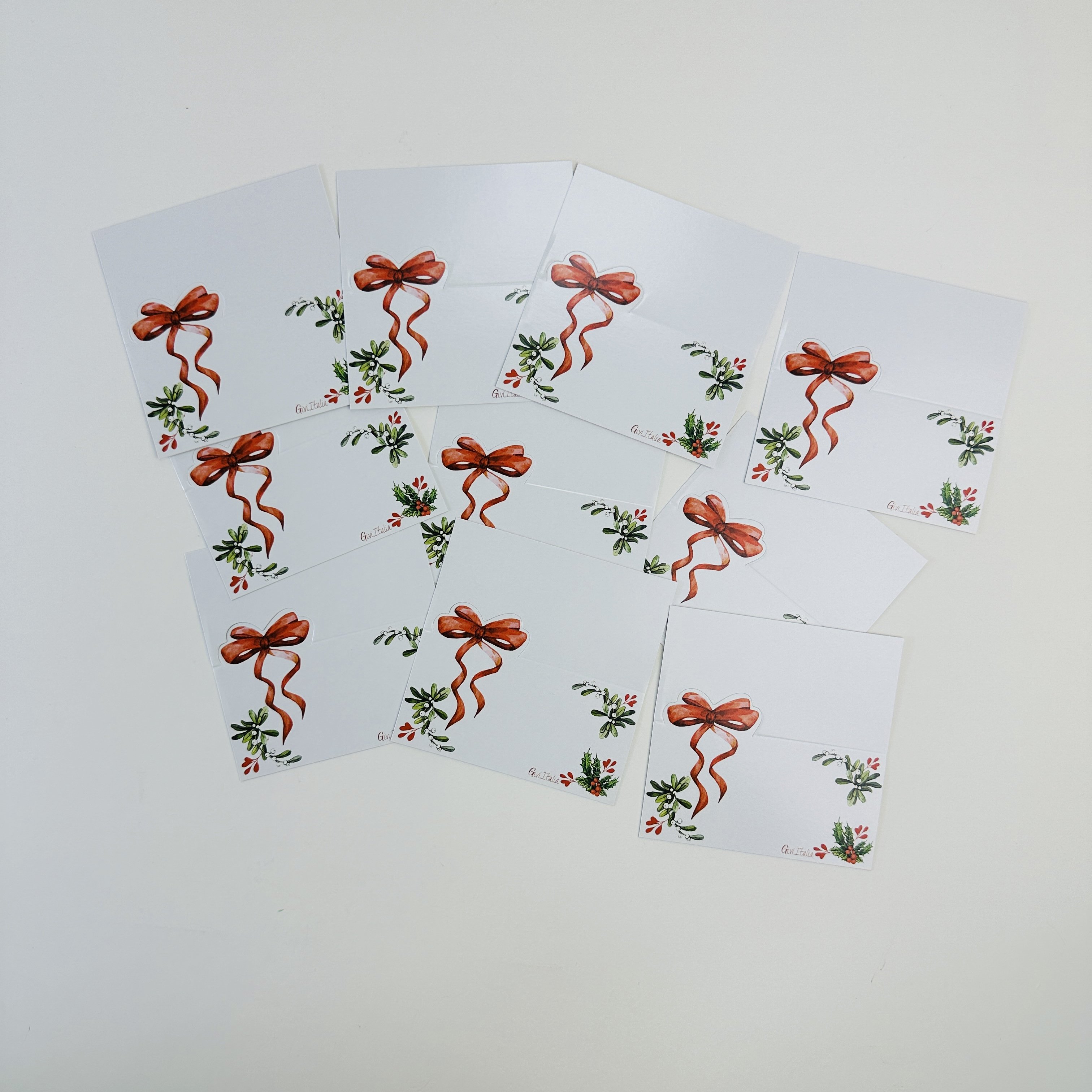 Wholesale 10 pcs Red Knot Paper Place Cards Christmas Table Setting Folded Tent Cards for Wedding Baby Shower Christmas Parties
