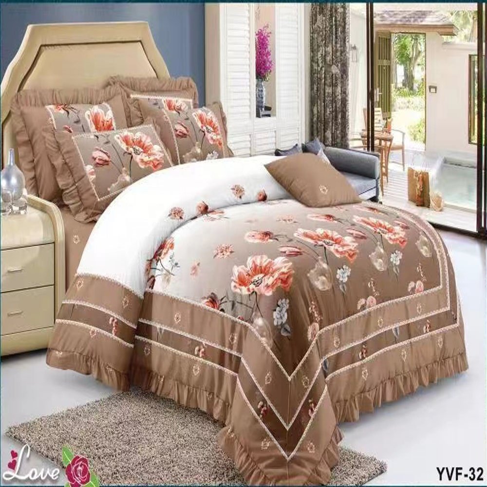 New design 100% cotton duvet cover 6 pcs for wedding Luxury wholesale quilt cotton set king size bed sheets and pillow cases