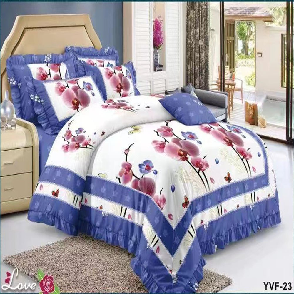 New design 100% cotton duvet cover 6 pcs for wedding Luxury wholesale quilt cotton set king size bed sheets and pillow cases